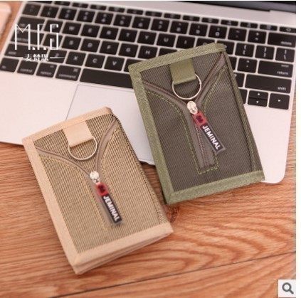 Wallet men's short canvas men's three-fold wallet fashion sports youth student leisure wallet Korean version