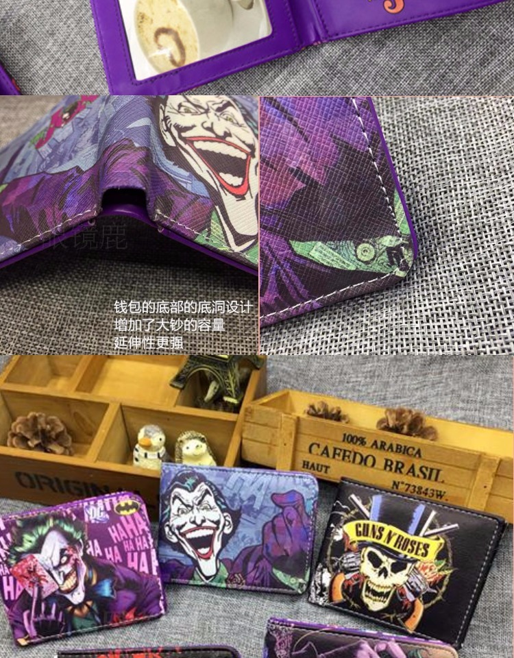 Marvel Anime Movie Surround Dark Knight Batman Clown Wallet Nam Teen Student Ví ngắn - Ví tiền ví camelia