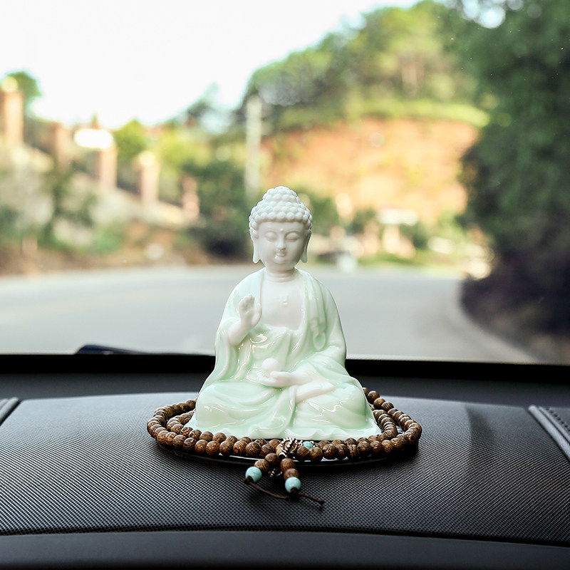 High-grade ceramic Buddha statue car ornaments creative center console car accessories car accessories security car accessories