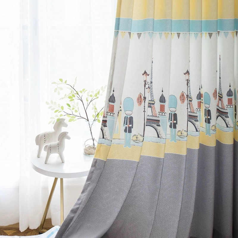 Hiện đại và đơn giản giả cotton và vải lanh mô hình hoạt hình trẻ em đã hoàn thành sản phẩm rèm cửa bán rèm cửa phòng khách phòng ngủ rèm vải nổi - Phụ kiện rèm cửa