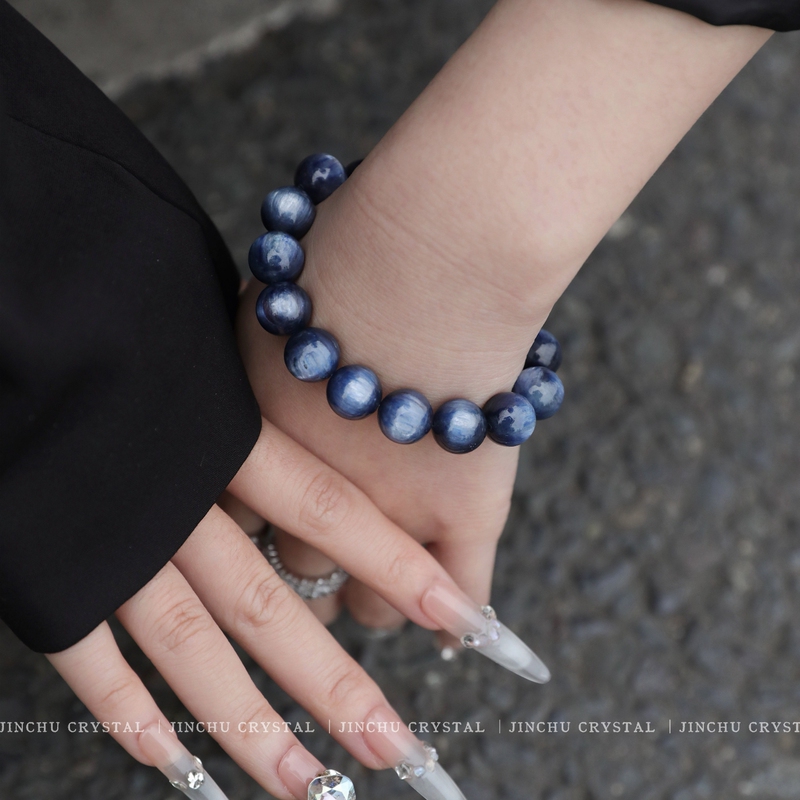 Old Mineral Material Kyanite Bracelet White Phantom Bracelet Blue Gold-Plated Women's and Men's Niche High-End Gift