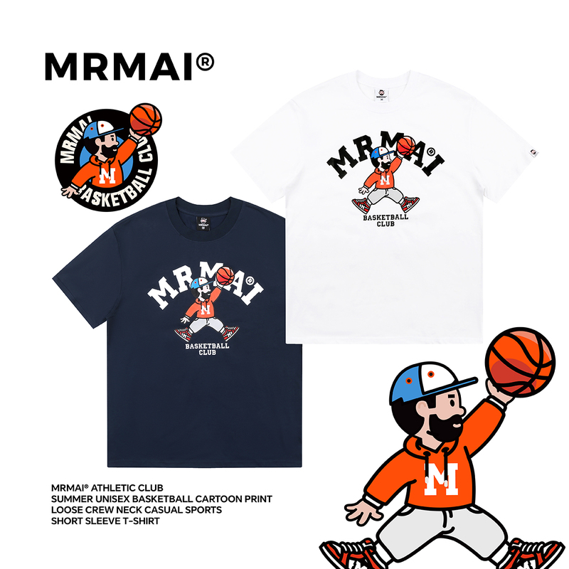 Mrmai Sports Club Series Summer Basketball Themed Cool Quick-Drying Printed Loose Fit Crew Neck Short Sleeve T-Shirt Mrmai Sports Club Series Summer Basketball Themed Cool Quick-Drying Printed Loose Fit Crew Neck Short Sleeve T-Shirt
