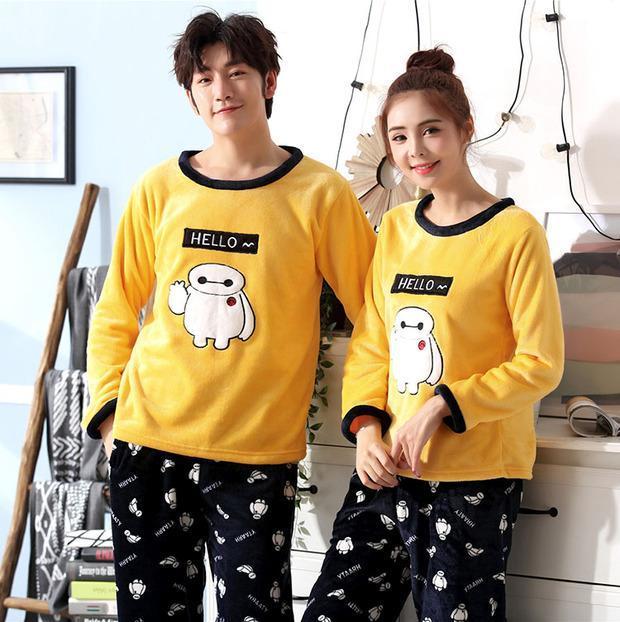 Mùa thu và mùa đông làm dày đồ ngủ của nam giới cộng với phân bón để tăng flannel san hô trung niên và già bộ đũi nam