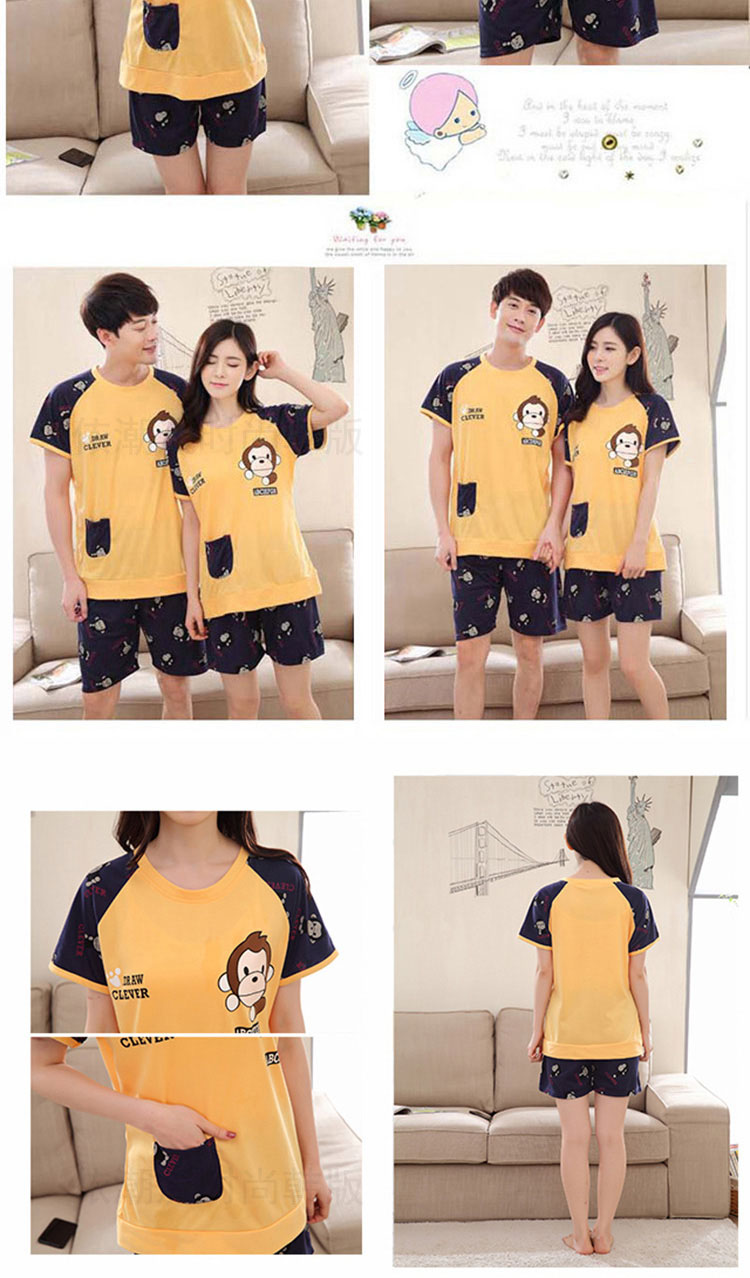 Mùa xuân và mùa thu các cặp vợ chồng của phụ nữ đồ ngủ mùa hè ngắn tay cộng với phân bón XL lỏng nam quá khổ 300 kg 200 kg chất béo mm kiểu đồ bộ