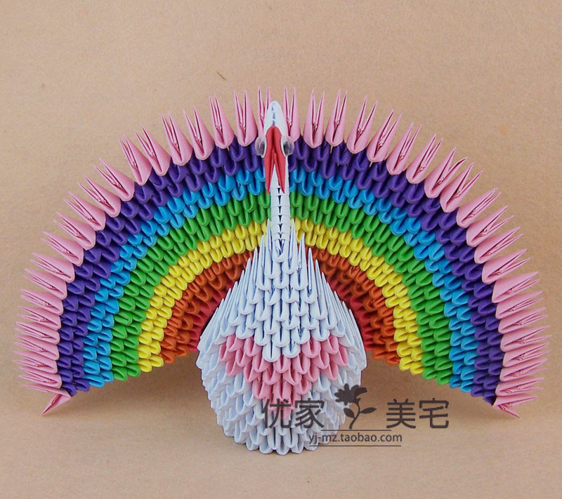 (daily special price) handmade triangular insertion origami paper material pack of seven colorful peacock paper work creative gift students puzzle