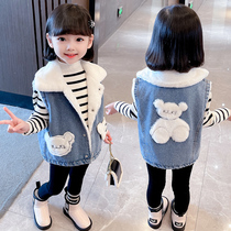 Vest girl girl baby autumn and winter childrens vest new autumn clothes plus velvet waistcoat girl autumn vest jacket