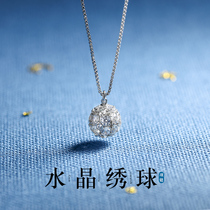 JG necklace female sterling silver clavicle chain simple spherical pendant net red with the same ins niche design tide niche personality
