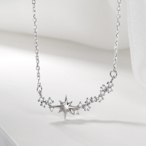 JG eight star necklace female choker 925 sterling silver light luxury niche design Net Red simple temperament cold wind