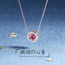 JG beating heart necklace female Korean version of sterling silver temperament moving heart-shaped clavicle fashion trend