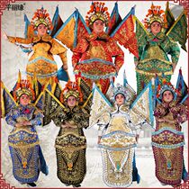New Yue Opera Peking Opera Opera costume Wu Sheng Guan Gongwu General stage performance clothing big satin full gold Double Dragon male relying on costume