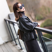 2022 Spring autumn new fur coat female short section jacket Han version loose 100 hitch waist student locomotive leather jacket tide