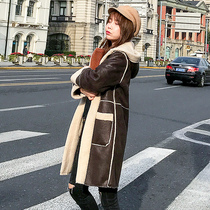 The lamb fur wool integrated cotton clot woman with a long coat