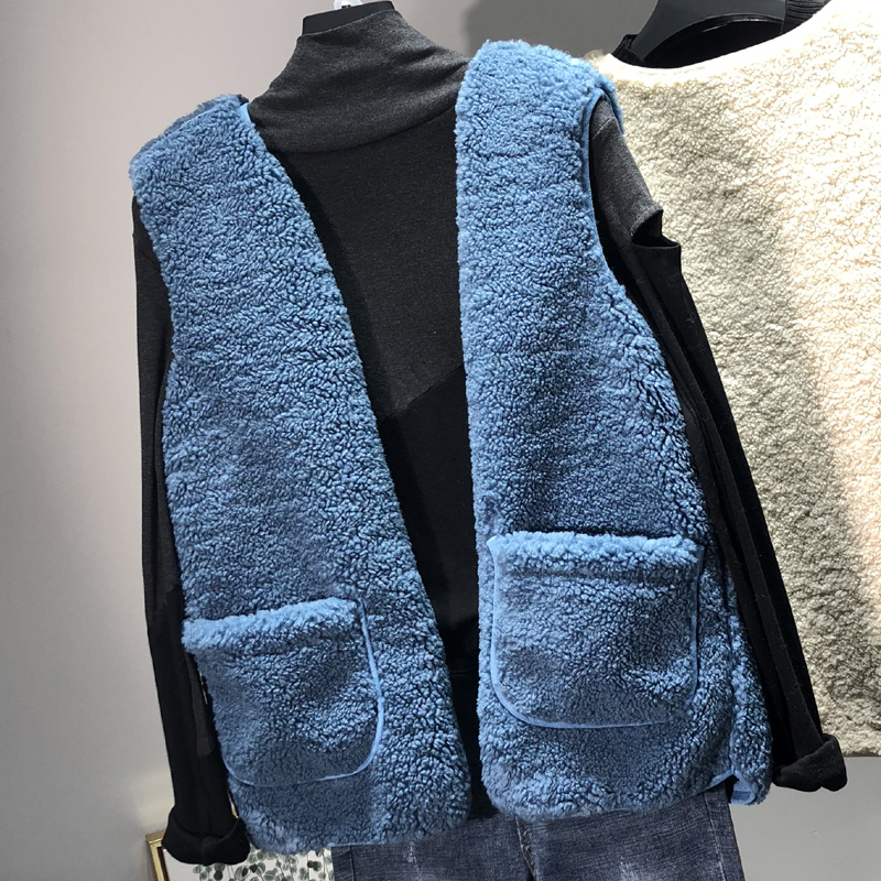 Hàng hóa châu Âu vest lông cừu nữ 2018 mùa thu mới Hàn Quốc phiên bản áo gió đại học vest ngắn áo khoác dạ nữ ngắn