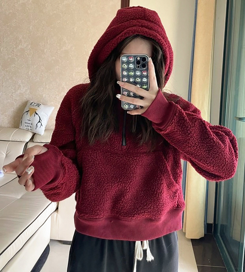 Cocoa love the lamb velvet Scuba Oversized Sherpa Short-to-cap jacket