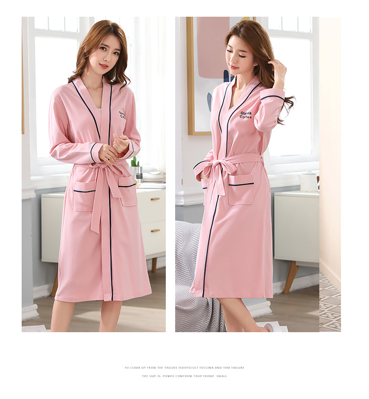 Áo ngủ đôi mùa xuân và mùa thu cotton dài áo choàng tắm nữ áo choàng nam dài tay mùa thu khách sạn đồ ngủ quần áo ngủ nam