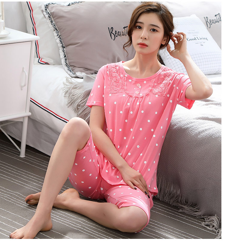 Thêm kích thước lớn nữ đồ ngủ mùa hè cotton ngắn tay áo lỏng lẻo cộng với phân bón tăng 200 pound chất béo mm set trung và cũ