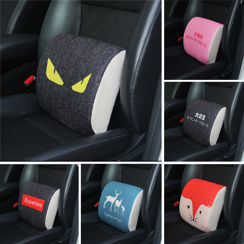Automotive supplies cotton waist cushion cartoon memory cotton linen backstopping cushion seat pillow and pillow season