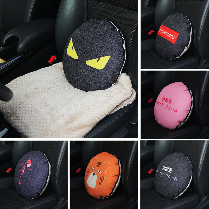 Automotive cotton cushion pillow for the car with dual use of linen cartoon cute cushion pillow by air conditioned