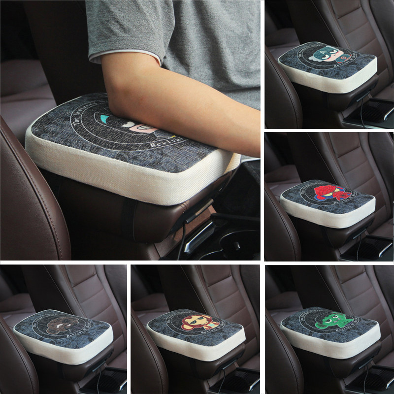 Memory cotton rebound car central armrest box pad cover car height GM interior car with cartoon cute linen