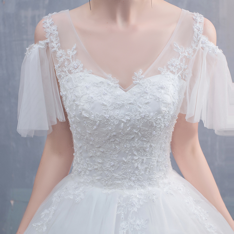 Spring summer wedding dress for bride for princess, open shoulders, V-neckline Spring summer wedding dress for bride for princess, open shoulders, V-neckline