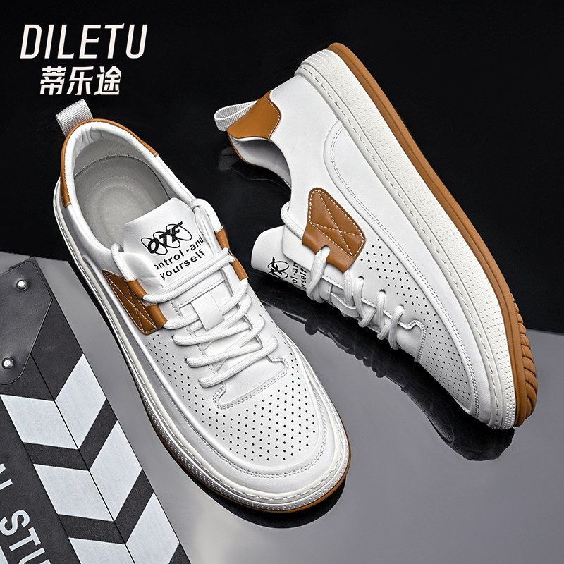 Tiletu 2026 Summer Breathable White Shoes for Men, Genuine Leather Perforated Soft-Soled Casual Shoes, First-Layer Cowhide Versatile Men's Shoes Tiletu 2026 Summer Breathable White Shoes for Men, Genuine Leather Perforated Soft-Soled Casual Shoes, First-Layer Cowhide Versatile Men's Shoes