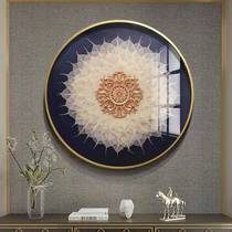 Light luxury decorative painting porch decorative painting bodhi leaf round hanging painting Zen painting restaurant physical painting sofa background painting