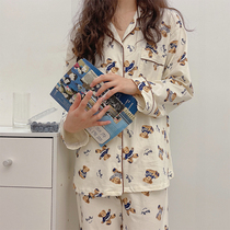 Ins style Japanese pajamas womens 2022 new spring and autumn pure cotton cute student home clothes comfortable suit