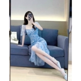 Длинное платье, французский стиль, премиум класс, яркий броский стиль, средней длины, рыбий хвост