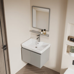 New arrival Space Aluminum Honeycomb Bathroom Cabinet Combination Bathroom Small Apartment Washstand Ceramic Integrated Face Wash Basin
