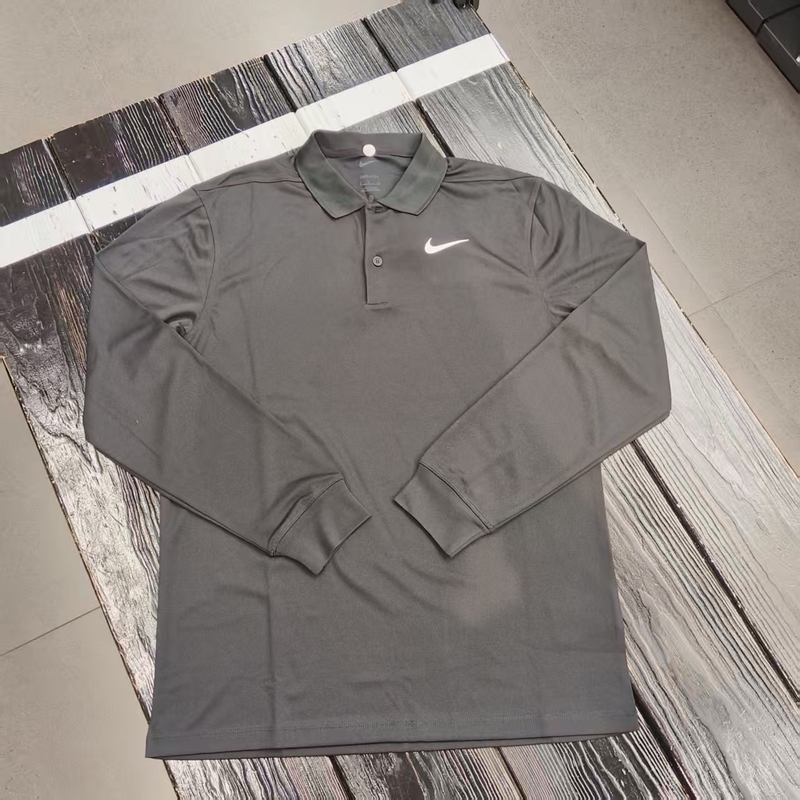 Nike Men's Spring and Autumn Quick-Drying Golf Lapel Sports Long-Sleeved Polo Shirt Dn2345-010 Nike Men's Spring and Autumn Quick-Drying Golf Lapel Sports Long-Sleeved Polo Shirt Dn2345-010