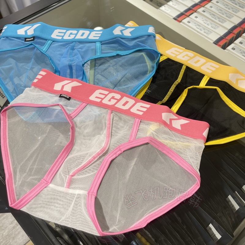 Japanese Egde 4093 Large Triangle High-Cut Men's Mesh See-Through Sexy Wide Waistband Briefs