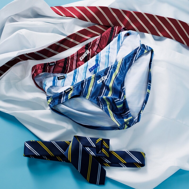 Japanese Egde 4090 Formal Style Tie-Friendly Striped Triangle Low-Rise Men's Sexy Underwear