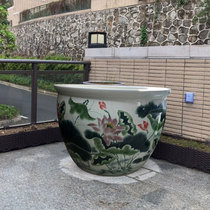 Lotus Flowers Sleeping Lotus jar Jingdezhen Ceramic fish tank Large number Outdoor Courtyard Round Fish Bowl with Bowl Lotus