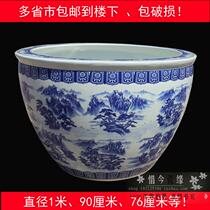 Green flower porcelain cylinder ceramic fish tank extra-large gold fish tank porcelain cylinder ceramic large lotus flower cylinder bowl lotus-cylinder turtle cylinder