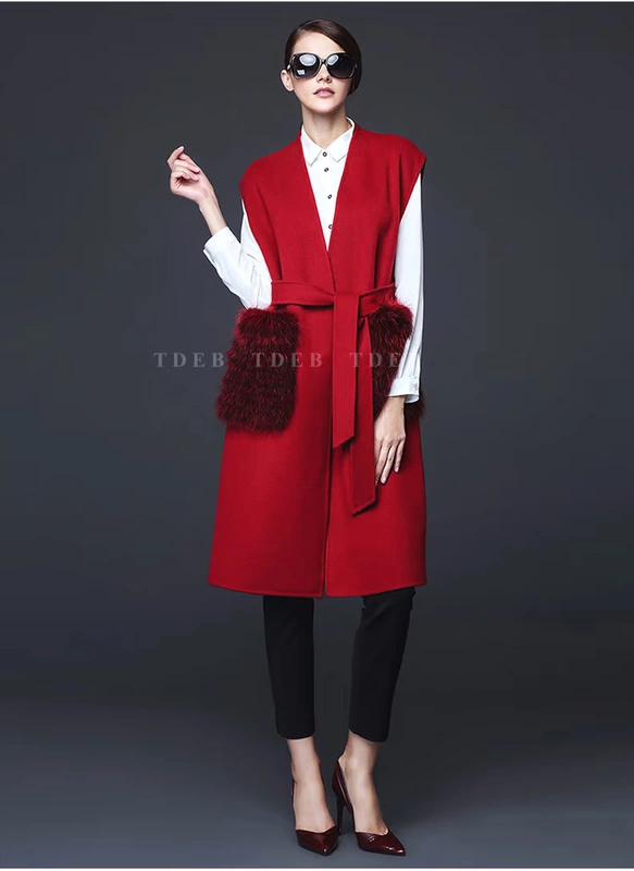 2019 mới châu Âu và Mỹ cao cấp thương hiệu lớn chính hãng áo khoác hai mặt cashmere áo khoác len dài của phụ nữ - Áo len lót đôi