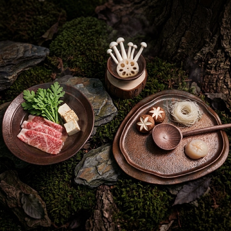 Mountain Style Bronze Melamine Tableware Plate Japanese Retro Texture Creative Beef Hot Pot Restaurant Shabu-Shabu Plate Commercial Use
