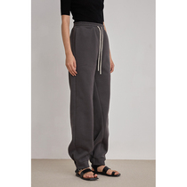 UNSPOKEN winter New drawstring plus velvet corset sports knitwear women high waist straight tube slimming pants loose