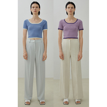 UNSPOKEN2021 summer new design sense niche color short slim short sleeve t-shirt shirt shirt top women