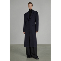 UNSPOKEN hidden blue woolen coat women winter long 2021 New temperament premium woolen coat