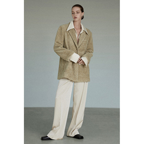 UNSPOKEN khaki Lamb hair blazer women winter 2021 New temperament premium woolen coat