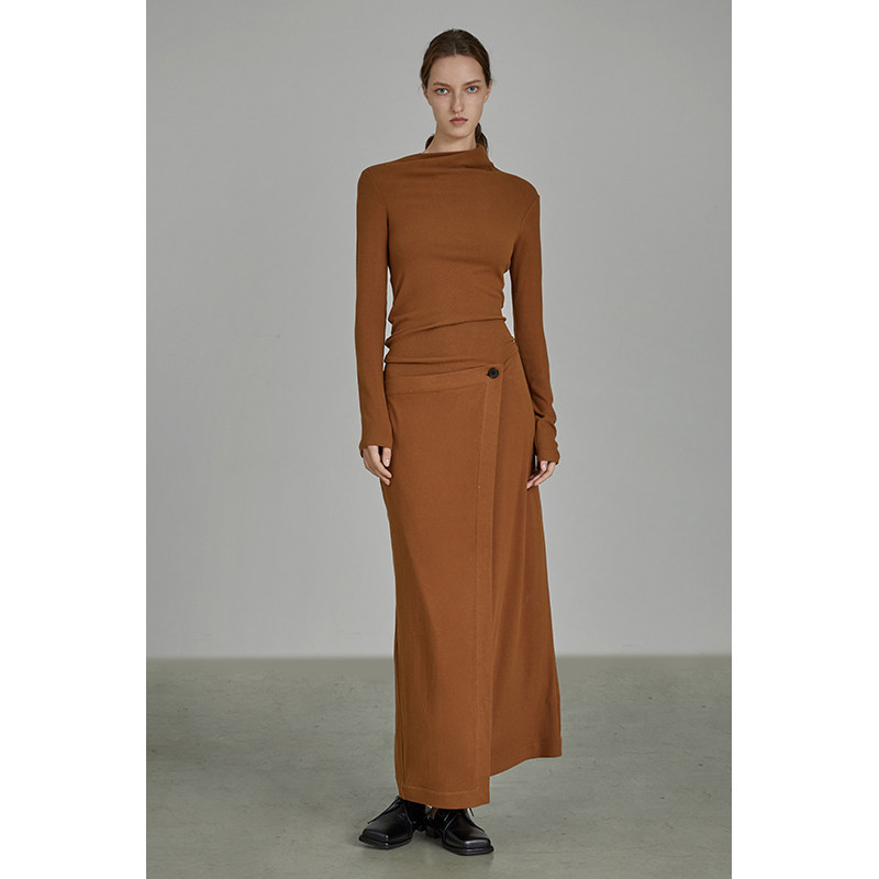 UNSPOKEN knitted inner dress, women's autumn temperament, thin, retro, high-end, niche design, long skirt