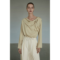 UNSPOKEN green French style shirt female design sensation small crowdsourced top feel blouses casual temperament shirt gentle wind