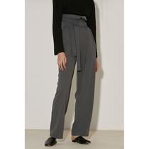 UNSPOKEN 2021 autumn new fall feeling wide leg pants women high waist suit pants straight tube loose thin gray