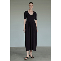 UNSPOKEN black one-piece dress female minimalist commuter skirt High waist design sensation small crowdskirt Temperament Superior