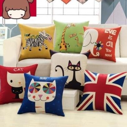 Rectangular minimalist girl sofa Long leaning back Pillow Back Cartoon Cushion Sponge Children Square American Office Chair