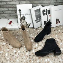 Small short boots female 2019 very love winter New Net red Martin boots female Korean version of British style rough heel suede short boots