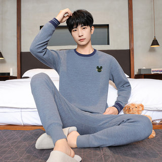 青少年加绒加厚保暖内衣男士套装可外穿防寒冬季圆领保暖衣男