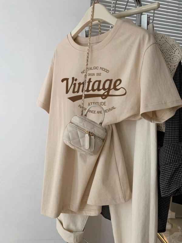 Korean Style High-End T-Shirt for Women, Casual Pure Cotton Short-Sleeve Oversize Large Size Summer ins Dopamine Outfit Top