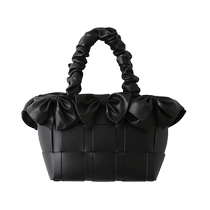 SNIDEL2024 spring and summer new product temperament ladylike bow imitation leather woven handbag SWGB241623