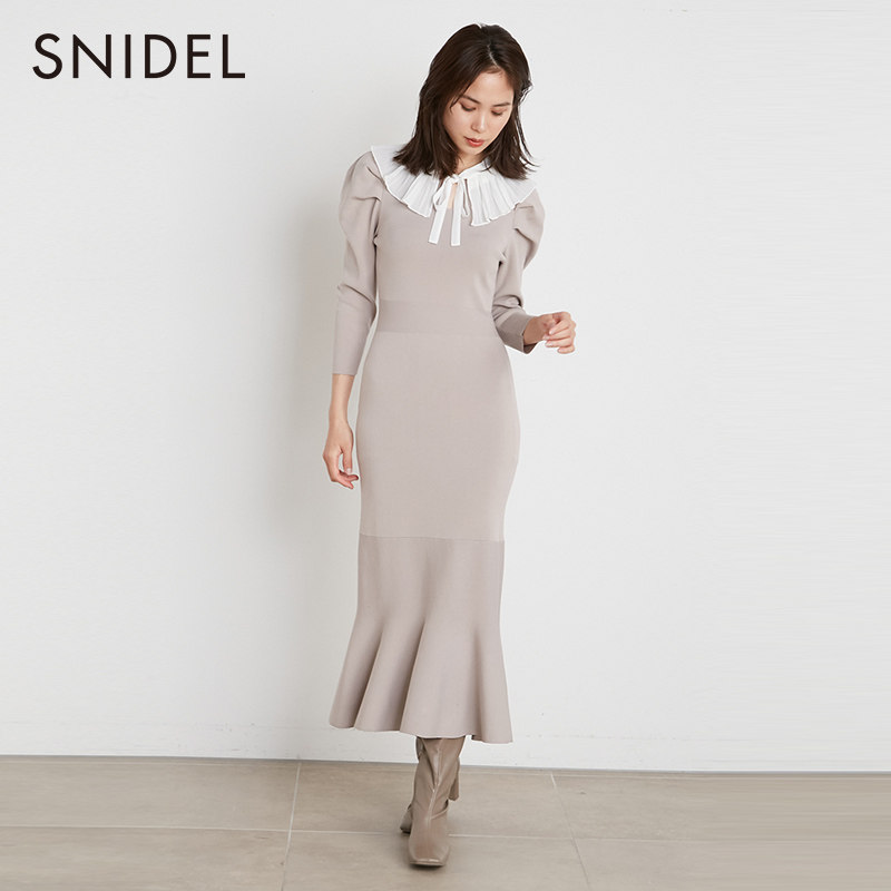 SNIDEL2021 Autumn Winter New Pint Style Elegance Removable Lace Collar Fishtail Knitwear SWNO214075